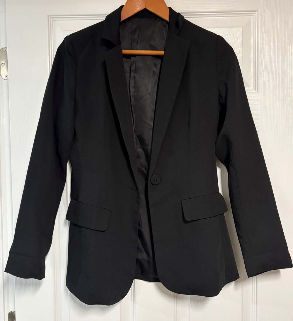 Unbranded Black Blazer Jacket Size Small Notch Lapel One Button Pocket
